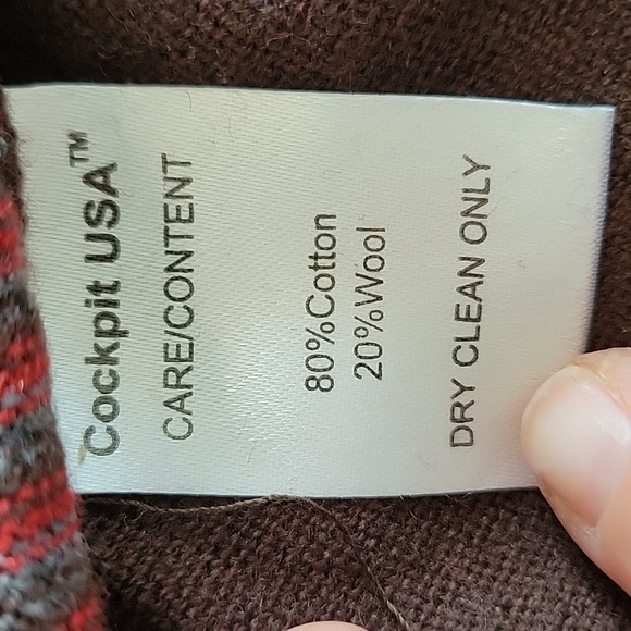 NWT CPT by Cockpit USA XL red brown grey striped crew neck sweatet - Picture 4 of 5